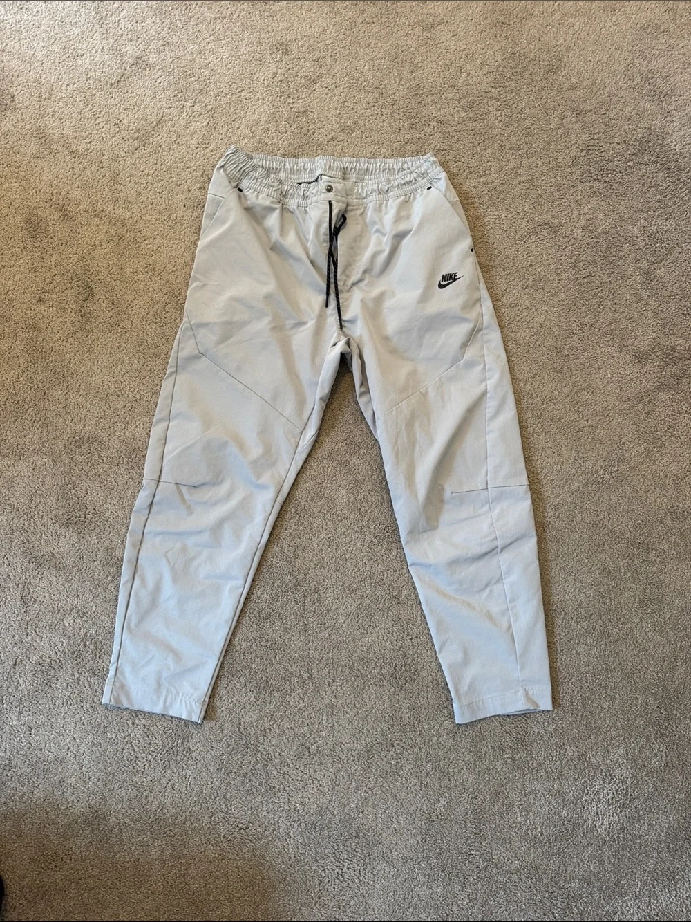 Nike Men's Light Gray Joggers with Drawstring